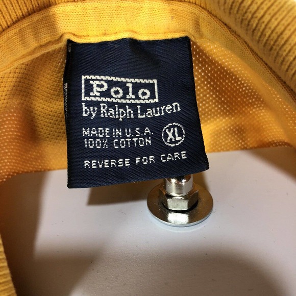Vintage Polo Ralph Lauren Yellow USA Made XL *Fits Smaller Discolored 80s 90s - Picture 9 of 12